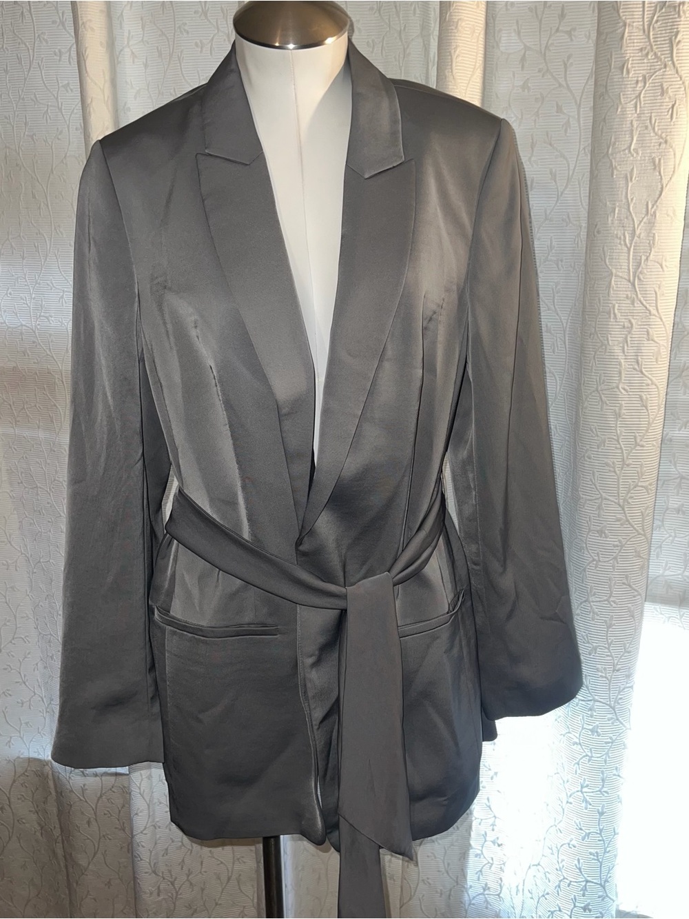 Express gray silk like blazer